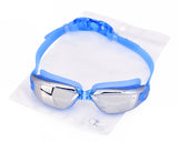 Swimming Goggles with Anti-fog Mirror Lens and Case - Blue