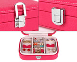 Fashion Jewelry Box Organizer with Mirror - Hot Pink