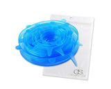 6 Pieces Various Sizes Silicone Stretch Lids - Blue