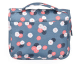 Flower Pattern Travel Makeup Bag with Hook - Blue