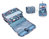 Flower Pattern Travel Makeup Bag with Hook - Blue