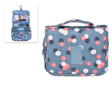 Flower Pattern Travel Makeup Bag with Hook - Blue