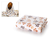 104 x 76 cm Soft Warm Pet Bed Blankets with Paw Prints