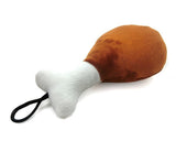 Plush Dog Squeaky Toy with Chicken Leg Design