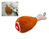 Plush Dog Squeaky Toy with Chicken Leg Design