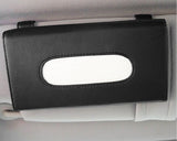 Car Tissue Holder Leather Sun Visor Tissue Box - Black