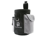 Dog Treat Bag with Waste Bag Dispenser and Drawstring - Black