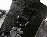 Dog Treat Bag with Waste Bag Dispenser and Drawstring - Black