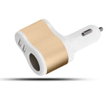Dual USB Ports Car Charger with 1 Socket Cigarette Lighter Adapter