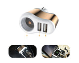 Dual USB Ports Car Charger with 1 Socket Cigarette Lighter Adapter