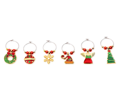 6 Pieces Christmas Wine Glass Charms