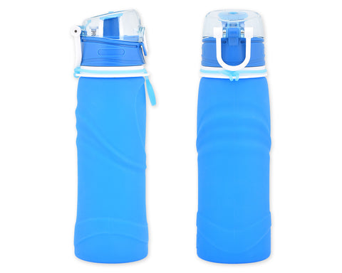 750ml Collapsible Leak Proof Silicone Water Bottle for Cycling - Blue