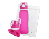 750ml Collapsible Leak Proof Silicone Water Bottle for Cycling - Pink