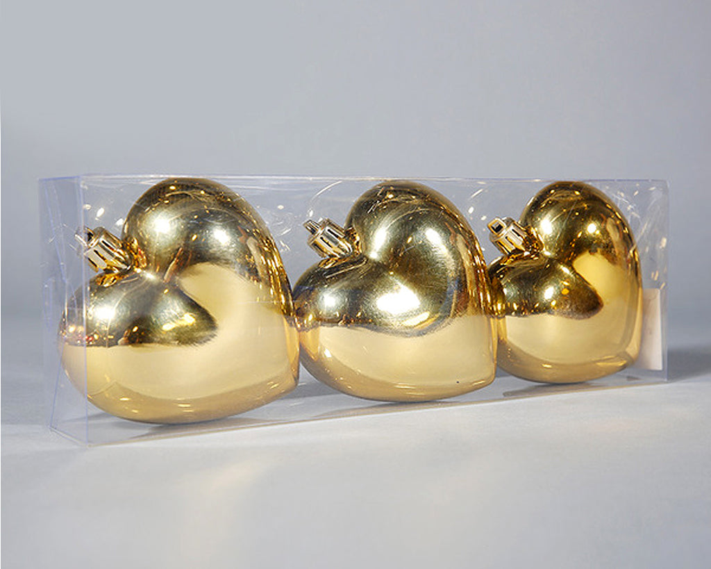 3 Pieces Heart Shaped Christmas Baubles for Christmas Tree Ornaments