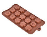 Silicone Flower Shape Chocolate Mold Tray Set of 2 - Brown