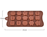 Silicone Flower Shape Chocolate Mold Tray Set of 2 - Brown