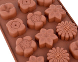 Silicone Flower Shape Chocolate Mold Tray Set of 2 - Brown