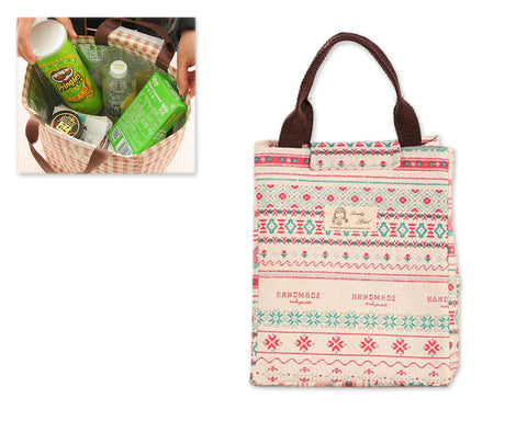 Waterproof Cotton Insulated Thermal Lunch Bag - Flower