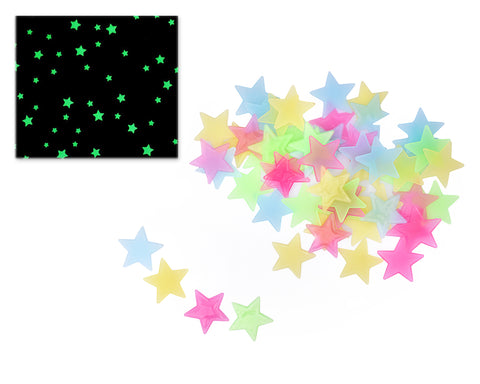 100 Pieces Luminous Star Shaped Wall Stickers for Bedroom Decoration