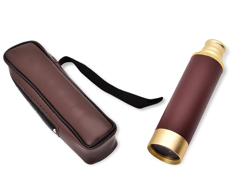 Brass Handheld Telescope Pirate Spyglass with Leather Case