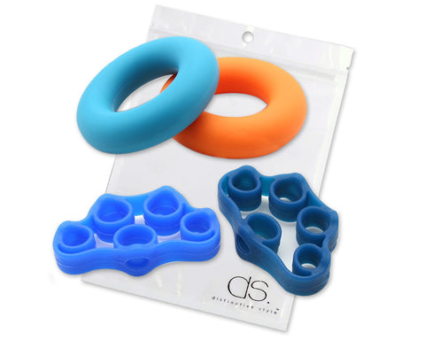2 Pcs Hand Strengthener Grip Rings and 2 Pcs Finger Stretchers