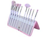 10 Pcs Professional Makeup Brush Set with Rectangle Bag - Pink