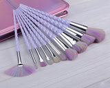 10 Pcs Professional Makeup Brush Set with Rectangle Bag - Pink