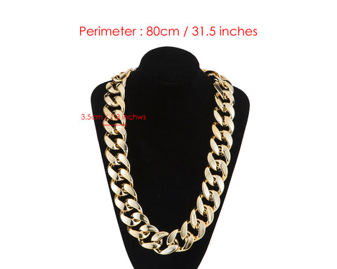 Chunky Gold Necklace 80cm Chain Hip Hop Costume Jewelry