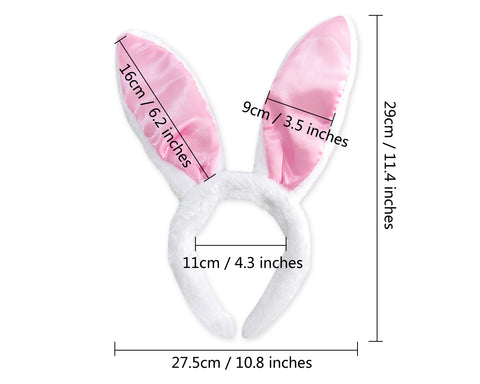 Bunny Ears Headband with Bowtie and Tail Easter Bunny Costume Set for Party