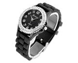 GENEVA Crystal Bezel Large Face Silicone Sport Women's Watch