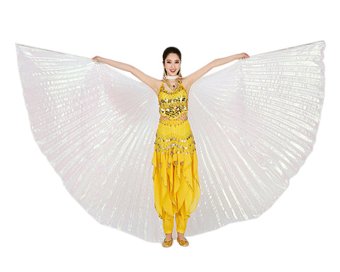 Belly Dance Wings 360 Degree White Isis Wings with Telescopic Rods