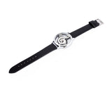 Musical Note Leather Band Quartz Women's Wrist Watch - Black