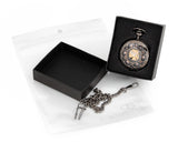 Classic Hand Wind Mechanical Pocket Watch with Chain - Black