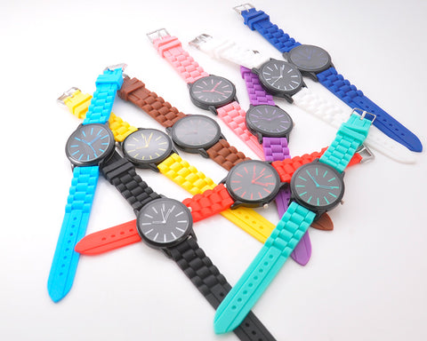 Wholesale Lot of 10 Pcs Geneva  Unisex Silicone Lover Wrist Watches