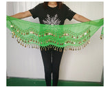 Belly Dance Skirt 10 Pieces Hip Scarves with Dangling Silver Coins