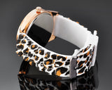 Trendy Leopard Silicone Band Dress Analog Wrist Watches for Women Girl