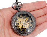 Retro Dial Hand Wind Mechanical Pocket Watch with Chain