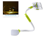 Flexible Adjustable Gooseneck Cellphone Clip Mount w/ LED Lamp - Green