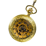 Retro Dial Hand Wind Mechanical Pocket Watch with Chain