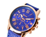 10 Pcs Geneva Unisex Gold Plated Round Leather Wrist Watches