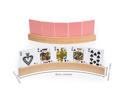 Playing Card Holders 4 Pieces 13 Inches Curved Wooden Racks for Card Games