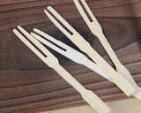 Bamboo Party Forks 100 Pieces 3.4 Inch Disposable Fruit Picks