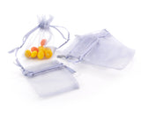 100 Pcs 7 cm x 9 cm Organza Drawstring Pouches - Silver