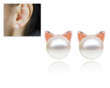 Sterling Silver Cat Earrings Studs Crystal Stud Earrings