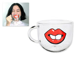 500ml Glass Coffee Mug Cup with Cover for Microwave