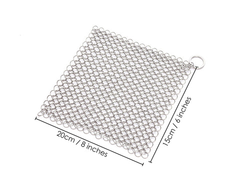 Stainless Steel Cast Iron Cleaner 8 x 6 Inches Chainmail Scrubber