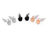 3 Pairs Middle Finger Stainless Steel Stud Earrings