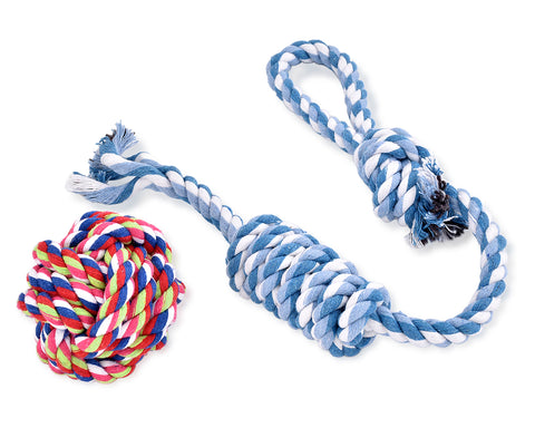 4 Pieces Durable Knotted Braided Cotton Rope Dog Chew Toys Set