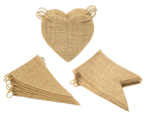 Burlap Banner with Jute Twine 45 Pieces Adjustable Blank Party Bunting