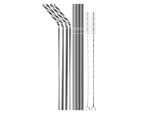 Reusable Stainless Steel Drinking Straws with 2 Cleaning Brushes